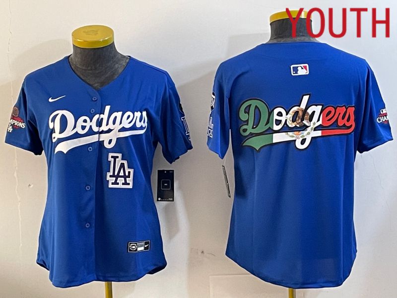 Youth Los Angeles Dodgers Blank Blue Game 2024 Nike MLB Jersey style 12056